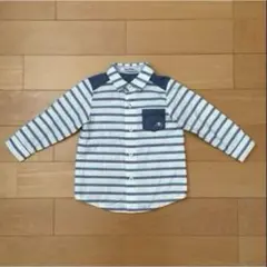 【新品】ファミリア☆ストライプ長袖シャツ(90)