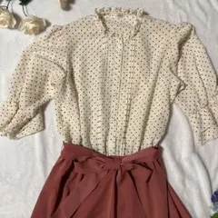 axes femme ドット柄リボン付きワンピース Mサイズ