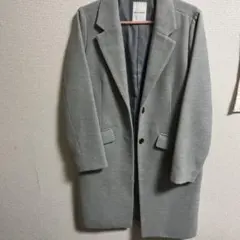 グレー シングルボタン ロングコート
