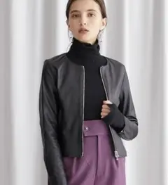 studious 黒 レザージャケット タイトフィット