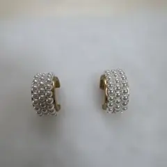 パール風装飾 フープピアス