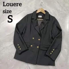 ルエレ Louere 金ボタン ダブル テーラードジャケット S グレーブラック