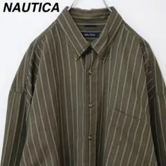 【2XLサイズ】ノーティカ BDシャツ ストライプシャツ 刺繍ロゴ グランパコア