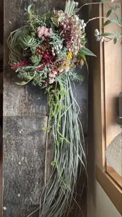 〜レモングラス迎春飾り・スワッグタイプ　水無月アジサイとケイトウ＊組紐〜