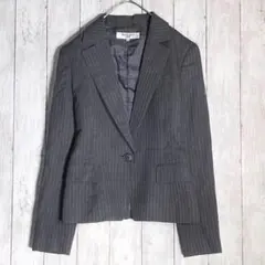 【ナチュラルビューティーベーシック】 テーラードジャケット ストライプ グレー