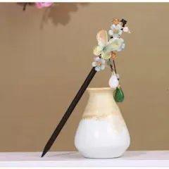 かんざし蝶々春お花揺れる大人可愛いセレモニーヘアアクセ豪華揺れる緑コスプレ髪飾り