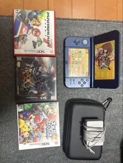 NewNintendo3DSLLネイビー+ソフト3本、充電器、ペンまとめ売り
