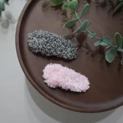 ふわふわ・くすみカラー ヘアピン 2点セット ベビー キッズ ナチュラル 韓国風