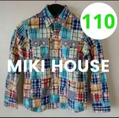 MIKI HOUSE パッチワーク長袖シャツ 110