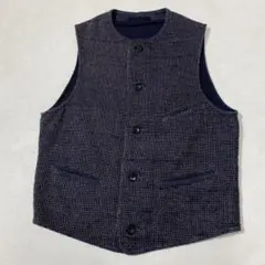 美品 45R インディゴ綿麻ベスト ストライプ ジレ 4 XL 45rpm藍染 美品 45R インディゴ綿麻ベスト ストライプ ジレ 4 XL 45rpm藍染