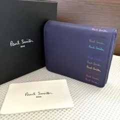 新品　ポールスミス　マルチカラーロゴ　二つ折り財布　パープル