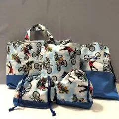 入園入学レッスンバック5点セット、オートバイ柄、男の子