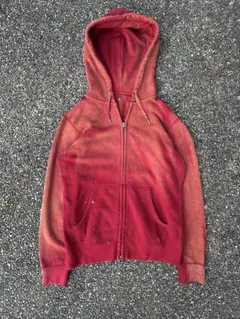 00s old uniqlo zipup Hoodie red 鬼フェード