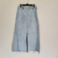 ZARA ザラ ケミカルウォッシュ デニム ロングスカート タイト スリットのサムネイル