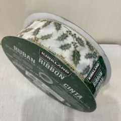 【新品】コストコ　カークランド　ワイヤーエッジリボン　クリスマス　ヒイラギ