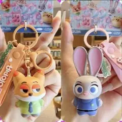 2個セット ズートピア ニック・ワイルド＆ジュディー キーホルダー