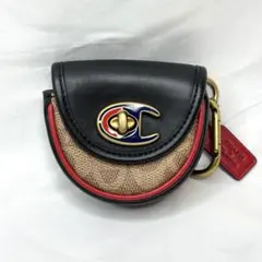 COACH コーチ ミニサドルバッグ チャーム 紫 グラブタンレザー 新品