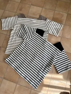 訳ありボーダー半袖カットソー２枚セット（Ｓサイズ）