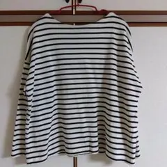 ボーダー柄 七分袖 カットソー バックジップ