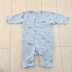 長袖ロンパース 虹と太陽柄 80cmまで　水色