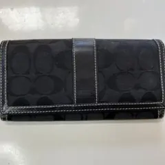 Coach ブラック 長財布 キャンバス/レザー