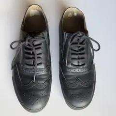 無印良品 ウィングチップスニーカー 黒 M メンズ 補修あり レザー風