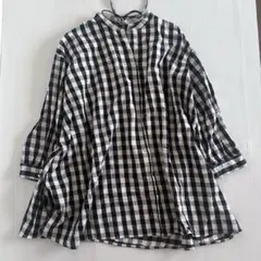 サマンサモスモス　ギンガムチェック　長袖　ブラウス　チュニック　綿　麻