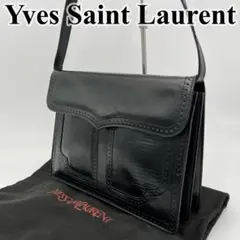 【美品】イヴサンローラン ワンショルダーバッグ 肩掛け リザード型押し 黒