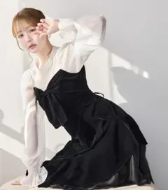 ナイスクラップ ベロアリボンロングワンピース