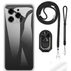 DoogeeN55 スマホケース ストラップ、リストバンド、リング、セット BK