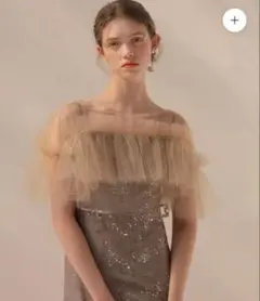 ベージュ グリッターパーティードレス