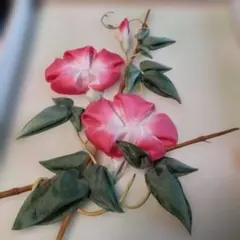 つまみ絵（朝顔）完成品額無しのサムネイル