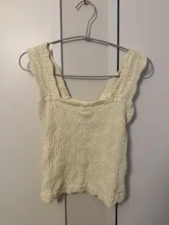 Free people エンボス加工 タンクトップ アイボリー