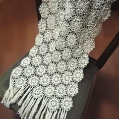 美品ショールハンドメイド花柄レース#ショール#ストール コットン
