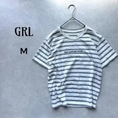 グレイル GRL ボーダー半袖Tシャツ ロゴ刺繍M