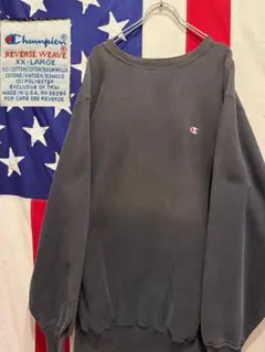 ★90s★USA製★刺繍タグ★墨黒★Champion★リバースウィーブ★フェード
