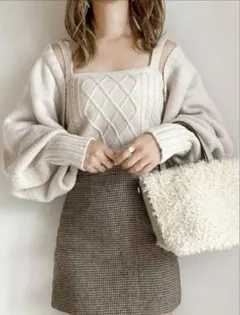 GRL インパン付き千鳥格子チェック台形スカート[ac1834]