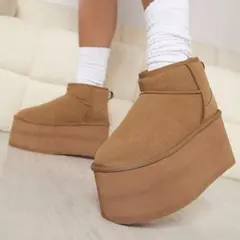 厚底ブラウンムートンブーツ 23cm