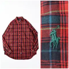 美品 90S ラルフローレン チェックBDシャツ M The Big Shirt