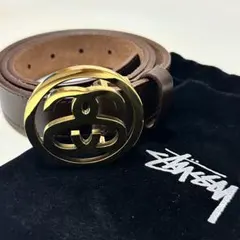 Stussy ブラウンレザーベルト ゴールドバックル Stussy ブラウンレザーベルト ゴールドバックル S/M Stussy SS