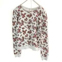 ザラ（M）カットソー トレーナー スウェットシャツ クルーネック 花柄 綿