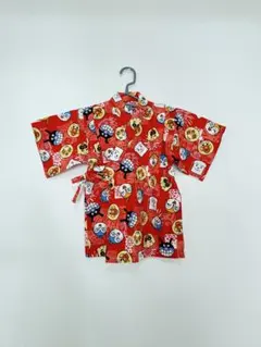 赤いキャラクター柄 甚平 100cm