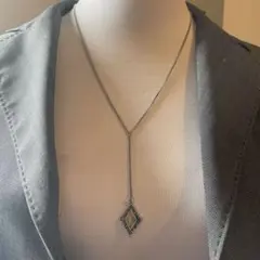 ダイヤモンド型 シトリン入りシルバーロングネックレス