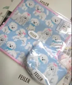本日限定値引き】モフモフワンチャン フェイラーハンカチ 舟型ポーチS
