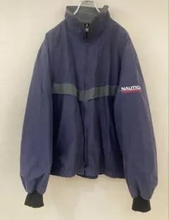 90s 古着　ノーティカ　NAUTICA ナイロンジャケット　刺繍　緑　青紫
