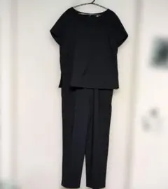 【ミラオーウェン】美品♡半袖 オールインワン 重ね着風　ネイビー　パンツスタイルのサムネイル