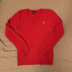 Ralph Lauren レッド Vネック ニット