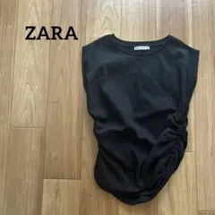【美品】ZARA ノースリーブ Tシャツ L ブラック プルオーバー
