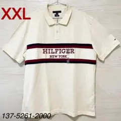 Tommy Hilfiger ポロシャツ 刺繍　ロゴ XXL メンズ　アイボリー