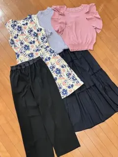 【ブランド服おまとめ5点】クインズコート　ノーリーズ　ママ会ワンピ　黒スカートのサムネイル